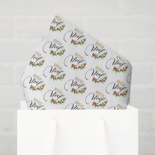 Papier Mousseline Joyeux Noël Chic Holly Floral   Noël
