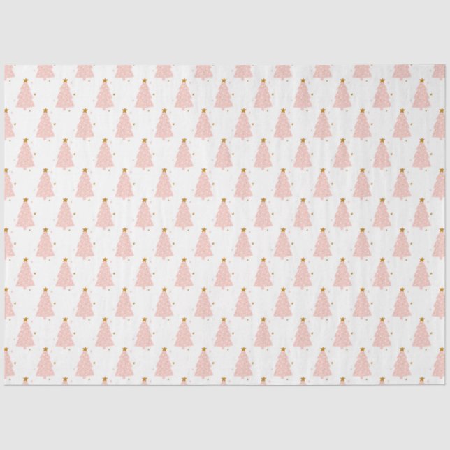Papier Mousseline Joyeux Noël en arbre rose (Recto)