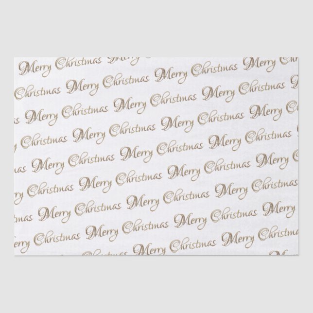 Papier Mousseline Joyeux Noël en or métallique foncé (Recto)