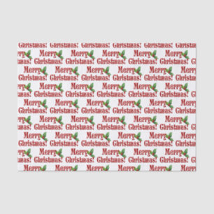Papier Mousseline Joyeux Noël et Motif de texte Holly