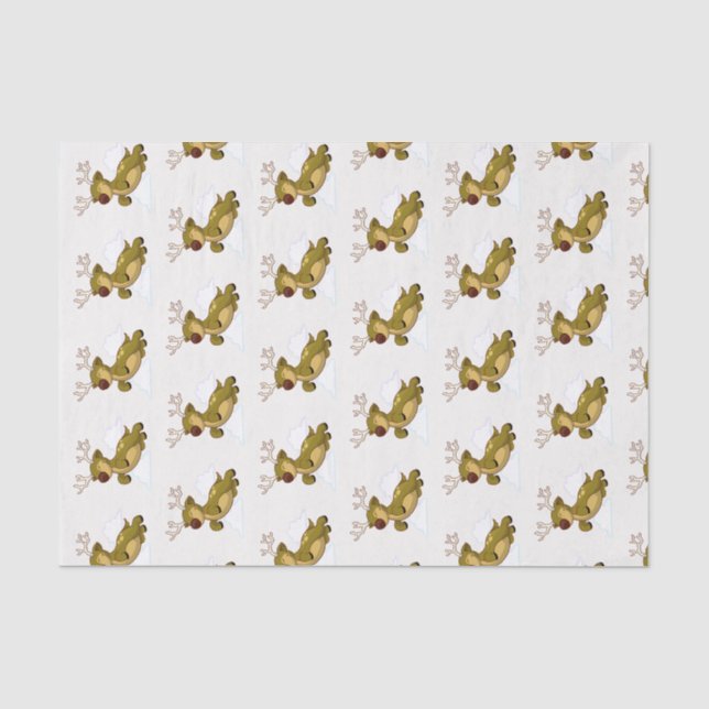 Papier Mousseline Joyeux Noël Flying Reindeer mignonne (Recto)