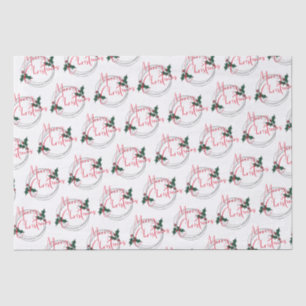 Papier Mousseline Joyeux Noël Holly Wreath moderne