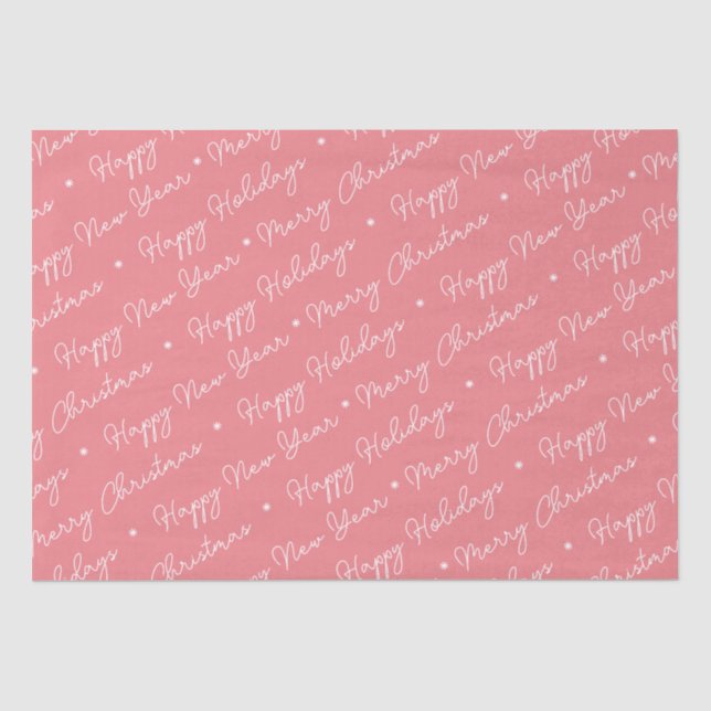 Papier Mousseline Joyeux Noël Joyeux Joyeux Joyeux Vacances Pink Scr (Recto)