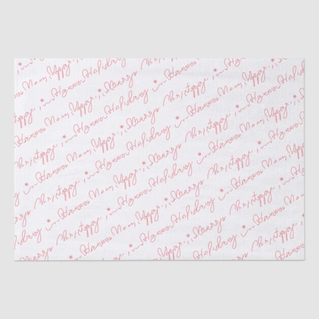 Papier Mousseline Joyeux Noël Joyeux Joyeux Joyeux Vacances Pink Scr (Recto)