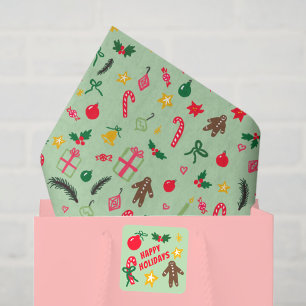 Papier Mousseline Joyeux Noël mignon Doodle Motif Whimsical