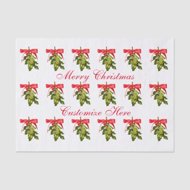 Papier Mousseline Joyeux Noël mistletoe Papier Tissu (Recto)