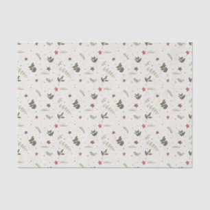 Papier Mousseline Joyeux Noël Muted Holly Foliage Holiday