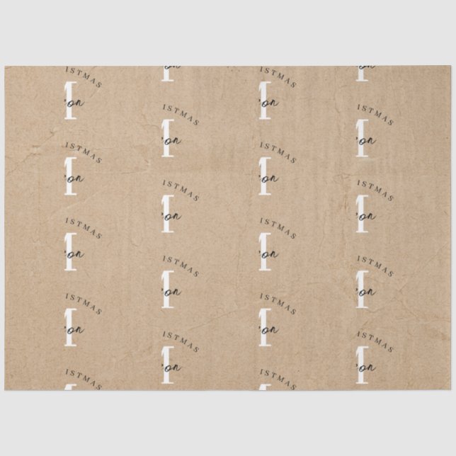 Papier Mousseline Joyeux Noël personnalisé Kraft Monogramme (Recto)
