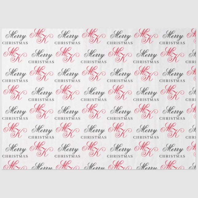 Papier Mousseline Joyeux Noël Personnalisé Monogramme Initiales Noël (Recto)