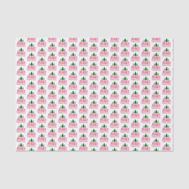 Papier Mousseline Joyeux Noël rose (Recto)