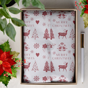 Papier Mousseline Joyeux Noël rouge et blanc