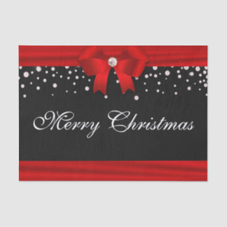 Papier Mousseline Joyeux Noël rouge et noir