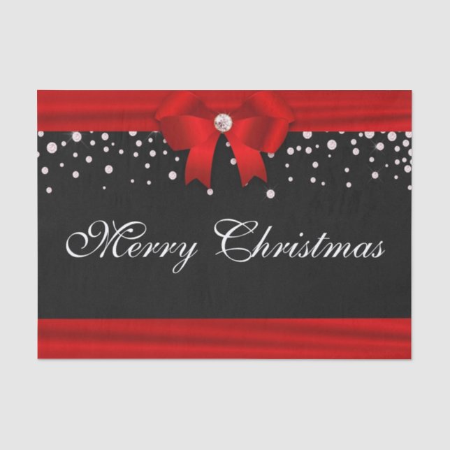 Papier Mousseline Joyeux Noël rouge et noir (Recto)