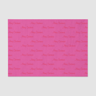 Papier Mousseline Joyeux Noël rouge sur rose