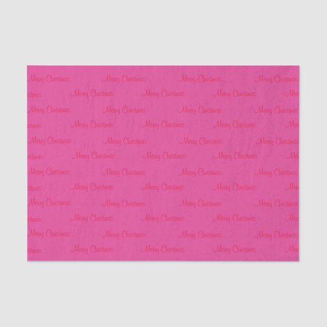 Papier Mousseline Joyeux Noël rouge sur rose (Recto)