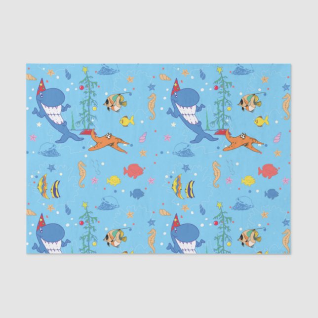 Papier Mousseline Joyeux Noël Shark (Recto)