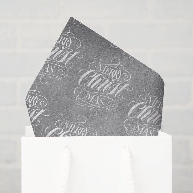Papier Mousseline Joyeux Noël Silver de luxe Script religieux (Sac cadeau)