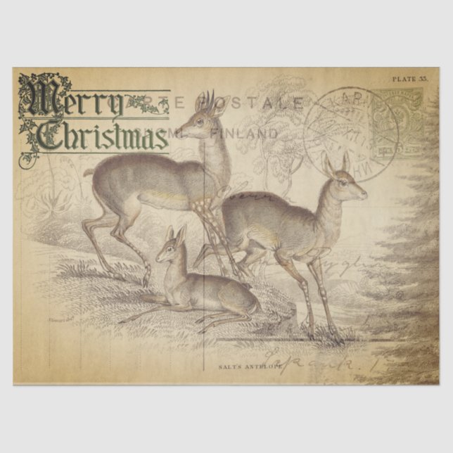 Papier Mousseline Joyeux papier de découpage de cerfs de Noël (Recto)