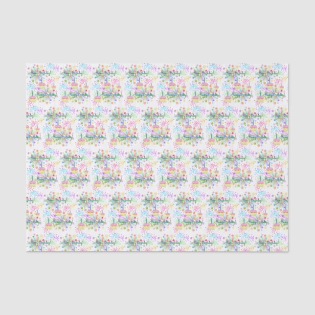 Papier Mousseline Joyeux papier de tissus d'anniversaire (Recto)