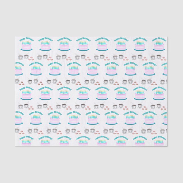 Papier Mousseline Joyeux papier de tissus d'anniversaire (Recto)