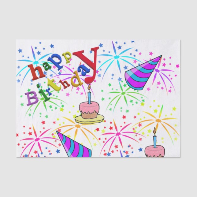 Papier Mousseline Joyeux papier de tissus d'anniversaire (Recto)
