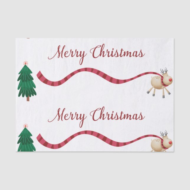 Papier Mousseline Joyeux renne de Noël (Recto)