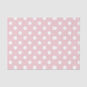 Papier Mousseline Joyeux, rose poudreuse, pois, blanc, girly, pays,