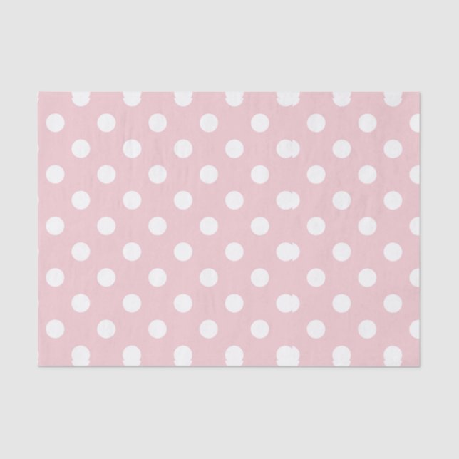 Papier Mousseline Joyeux, rose poudreuse, pois, blanc, girly, pays, (Recto)