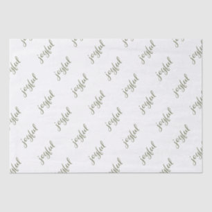 Papier Mousseline Joyeux Script Flocon de neige Olive Green Holiday