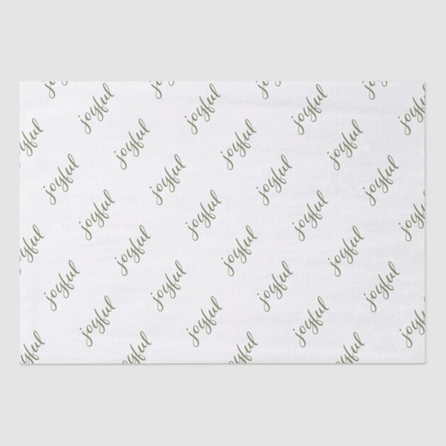 Papier Mousseline Joyeux Script Flocon de neige Olive Green Holiday (Recto)