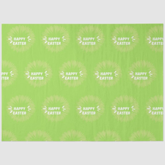 Papier Mousseline Joyeux texte de Pâques sur vert (Recto)