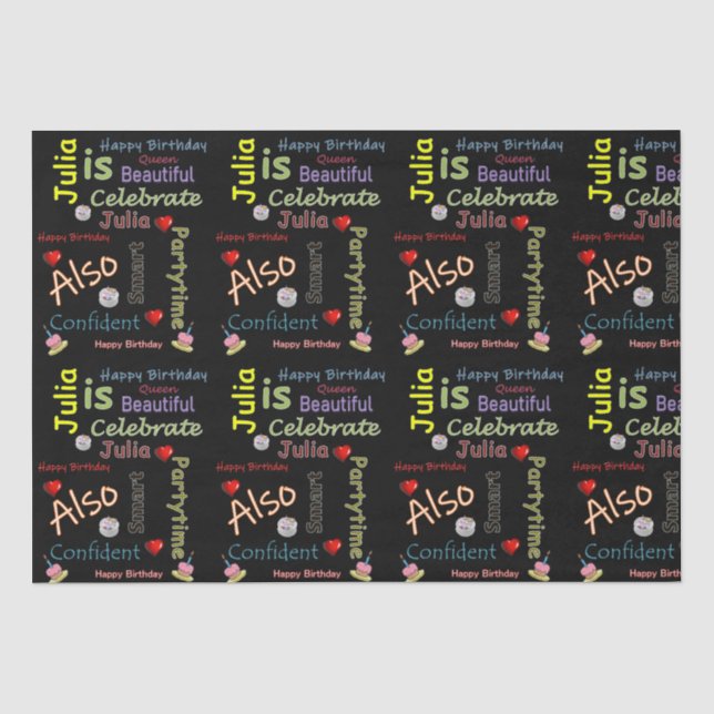 Papier Mousseline Joyeux Tissu d'anniversaire Julia (Recto)