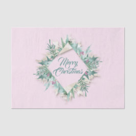 Papier Mousseline Joyeux Vacances de Noël Belly Wreath rose crémeux