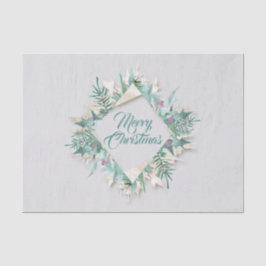 Papier Mousseline Joyeux Vacances de Noël Verre Gris Mint Te