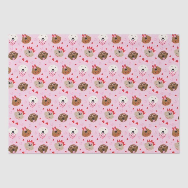 Papier Mousseline Joyeux Valentines Day Golden Retriever Dogs (Recto)