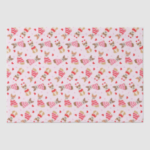 Papier Mousseline Joyeux Valentines Day Pembroke Welsh Corgi Chiens