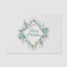 Papier Mousseline Joyeux ventre Noël Vacances Wreath Pink Mint