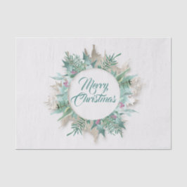 Papier Mousseline Joyeux Vêtements de Noël Branche Gris Turquoise