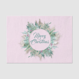 Papier Mousseline Joyeux Vêtements de Noël Branche Mint Rose