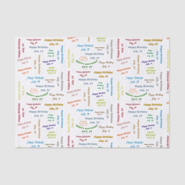 Papier Mousseline Juillet, 14 Anniversaire Tissue Paper (Recto)