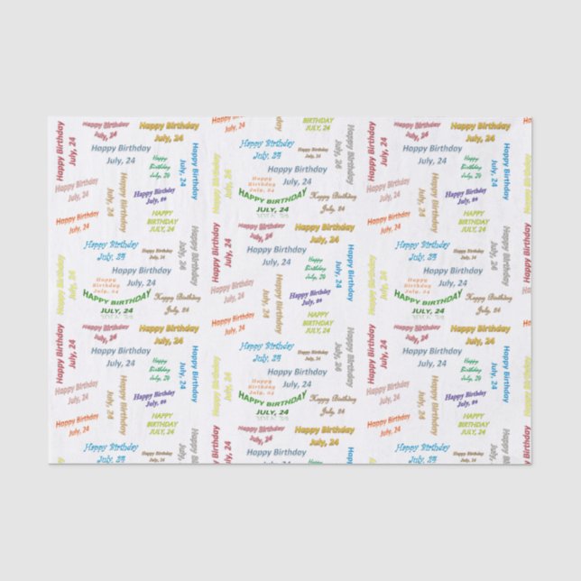Papier Mousseline Juillet, 24 Anniversaire Tissue Paper (Recto)