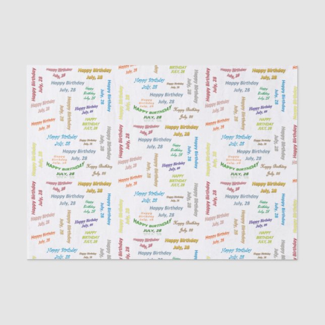 Papier Mousseline Juillet, 28 Anniversaire Tissue Paper (Recto)