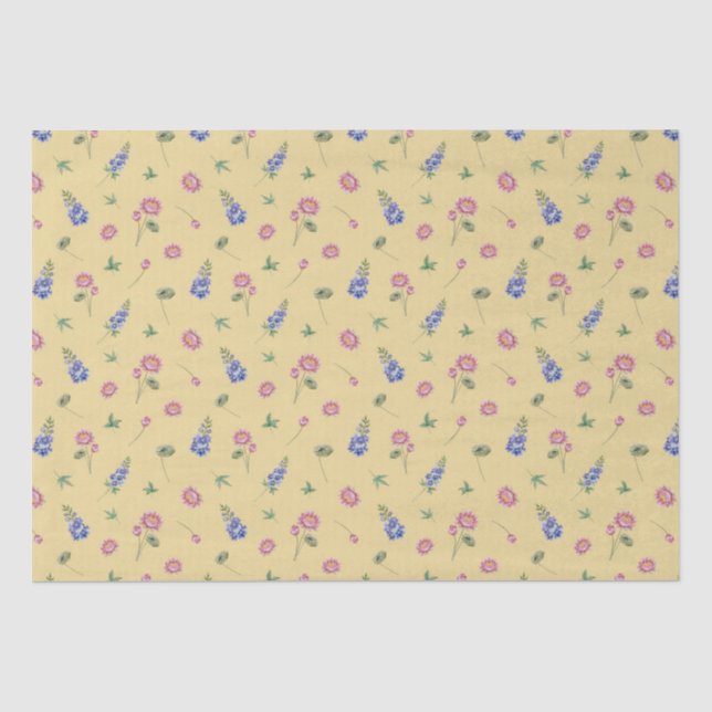 Papier Mousseline Juillet Mois de naissance Fleurs Larkspur Eau Lily (Recto)