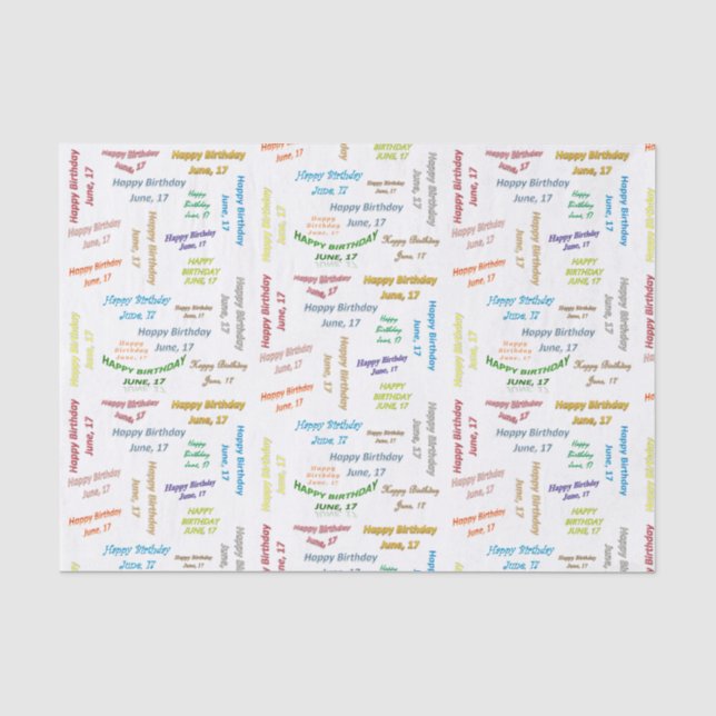Papier Mousseline Juin, 17 Anniversaire Tissue Paper (Recto)