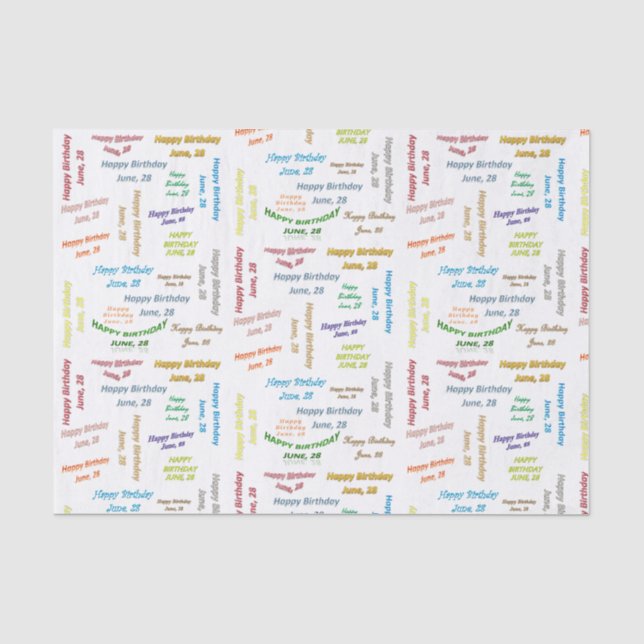Papier Mousseline Juin, 28 Anniversaire Tissue Paper (Recto)
