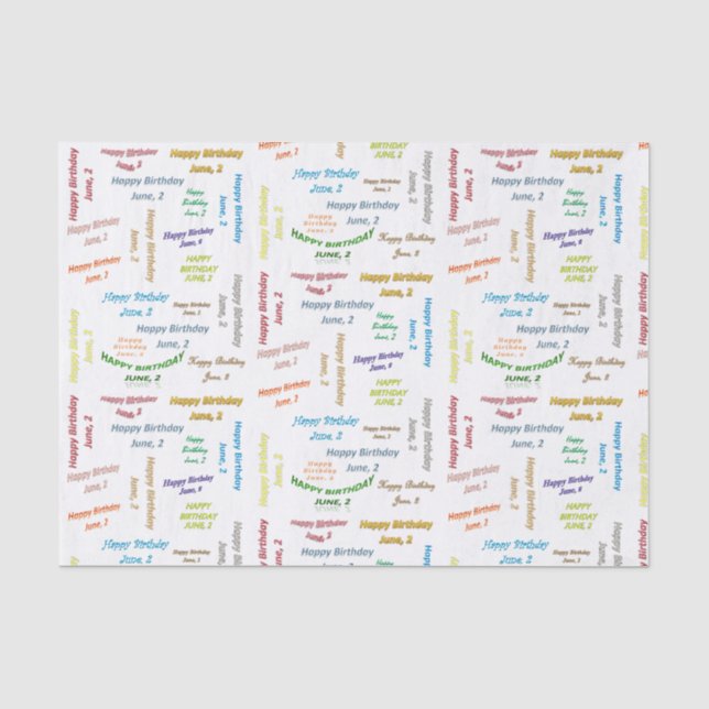 Papier Mousseline Juin, 2 Anniversaire Tissue Paper (Recto)