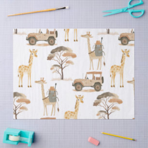Papier Mousseline Jungle Safari avec Giraffes Anniversaire