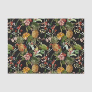Papier Mousseline Jungle Tropicale Avec Colibris Et Fleurs Tiss