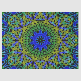 Papier Mousseline Kaléidoscope de Celtic de vert bleu
