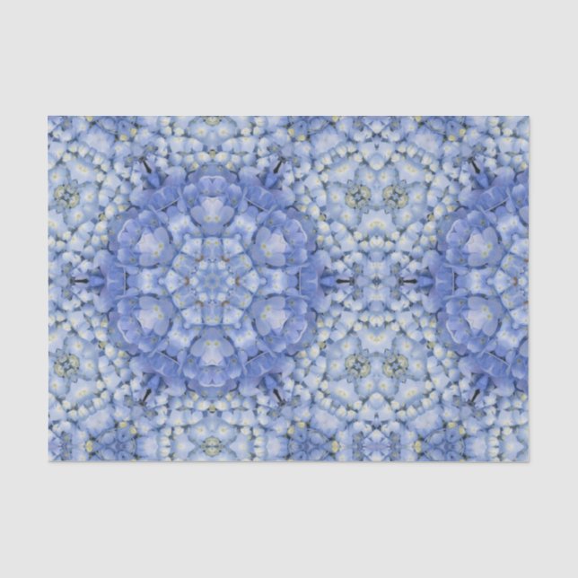 Papier Mousseline Kaleidoscope floral moderne Blue Hydrangea (Recto)
